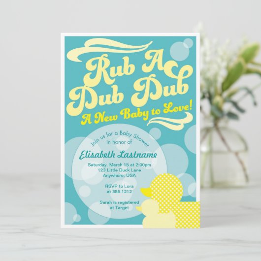 Einladung der Gummi Duckie Baby Dusche (Stehend Vorderseite)