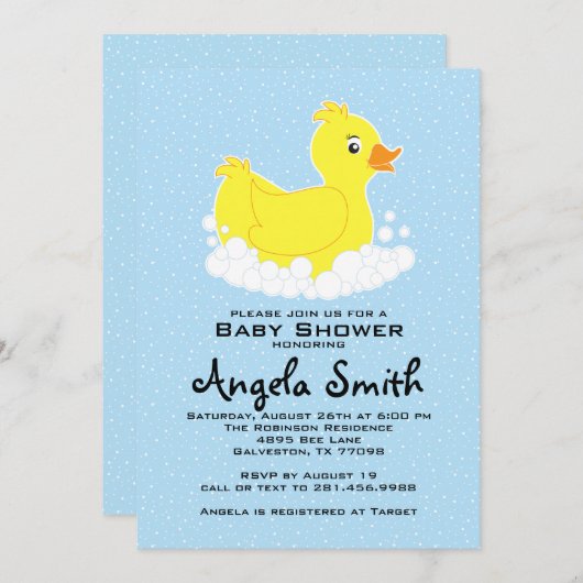 Einladung der Gummi Ducky Baby Duwer (Vorne/Hinten)