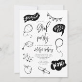 Einladung der handgezogenen Quirky-Graduiertenpart (Vorderseite)