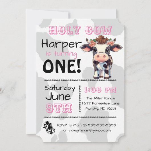 Einladung der Heiligen Kuh Land Geburtstagspartei (Vorderseite)