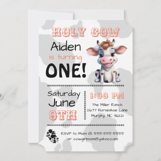 Einladung der Heiligen Kuh Land Geburtstagspartei (Vorderseite)