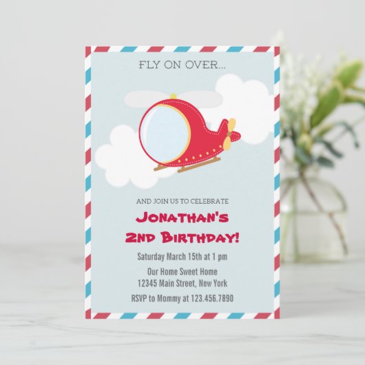 Einladung der Helikopter Geburtstagspartei (Stehend Vorderseite)