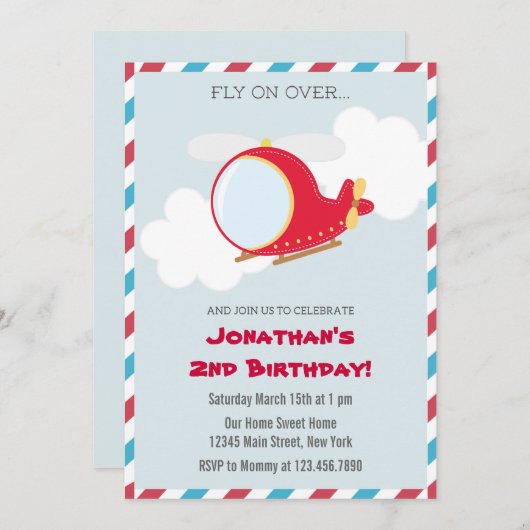 Einladung der Helikopter Geburtstagspartei (Vorne/Hinten)