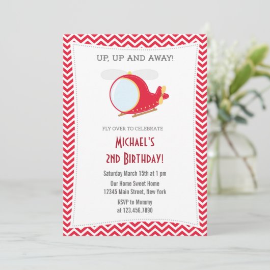 Einladung der Helikopter Geburtstagspartei (Stehend Vorderseite)