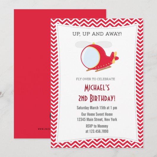 Einladung der Helikopter Geburtstagspartei (Vorne/Hinten)