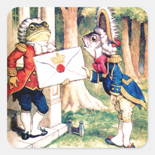 Einladung der Herzkönigin in Wonderland Quadratischer Aufkleber