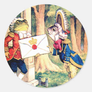 Einladung der Herzkönigin in Wonderland Runder Aufkleber