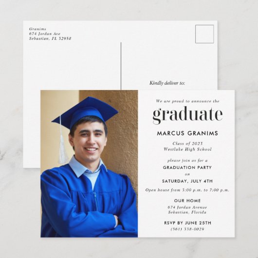 Einladung der High School Postkarte (Vorne/Hinten)