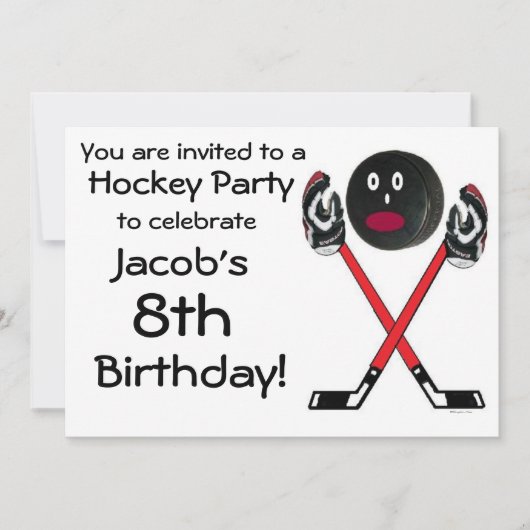 Einladung der Hockey Birthday Party (Vorderseite)