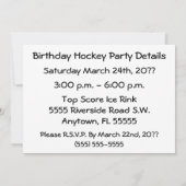 Einladung der Hockey Birthday Party (Rückseite)