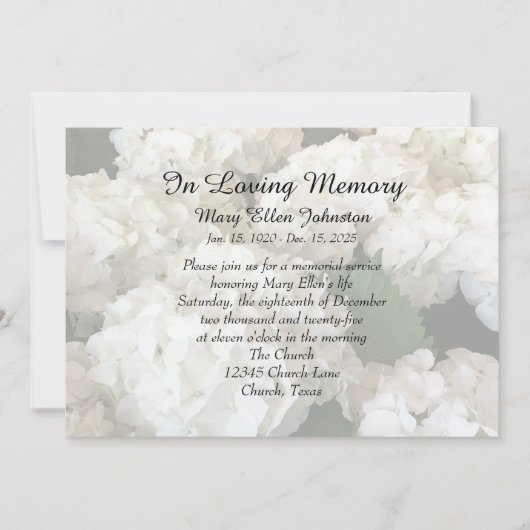 Einladung der Hydrangea-Gedenkstätte (Vorderseite)