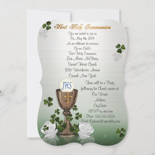 Einladung der Irischen Erste Kommune zu Kleeblätte (Rückseite)