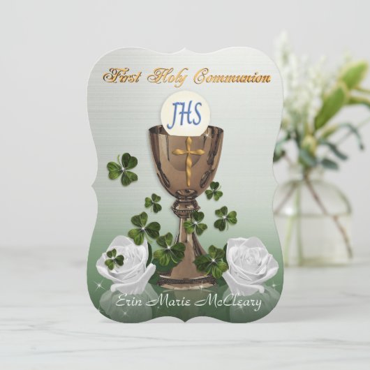 Einladung der Irischen Erste Kommune zu Kleeblätte (Stehend Vorderseite)