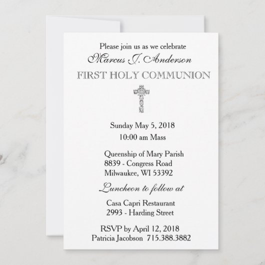 Einladung der Katholischen Erstkommune (Rückseite)