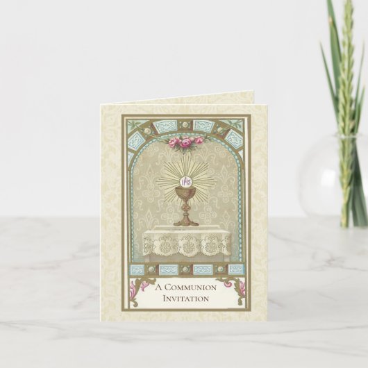 Einladung der Katholischen Vintagen Erstkommune (Vorderseite)