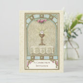 Einladung der Katholischen Vintagen Erstkommune (Stehend Vorderseite)