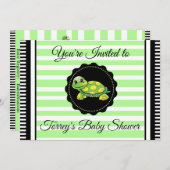 Einladung der Kinderdusche von Green Turtle Themed (Vorne/Hinten)