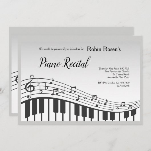 Einladung der Klaviertastatur (Vorne/Hinten)