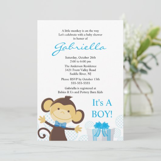 Einladung der kleinen Affen-Kinderdusche (Stehend Vorderseite)