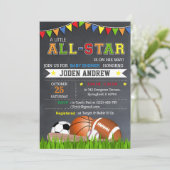 Einladung der kleinen All Star Sports Baby Dusche (Stehend Vorderseite)