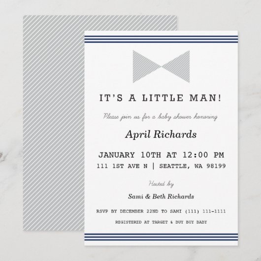 Einladung der kleinen Babydusche (Vorne/Hinten)