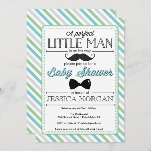 Einladung der kleinen Babydusche (Vorne/Hinten)