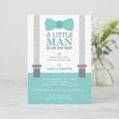 Einladung der kleinen Babydusche, Aquamarin blau,  (Stehend Vorderseite)