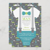 Einladung der kleinen Babydusche, Aquamarin, grün (Vorne/Hinten)