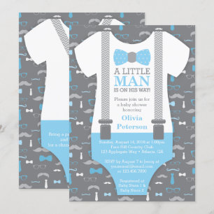 Einladung der kleinen Babydusche, Baby Blue, Grau