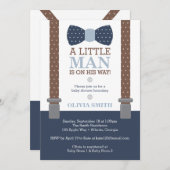 Einladung der kleinen Babydusche, blau, braun (Vorne/Hinten)