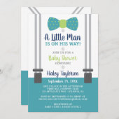 Einladung der kleinen Babydusche, blau, grün (Vorne/Hinten)