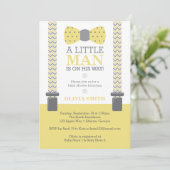 Einladung der kleinen Babydusche, gelb, grau (Stehend Vorderseite)