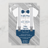 Einladung der kleinen Babydusche, Navy Blue, Grau (Vorne/Hinten)