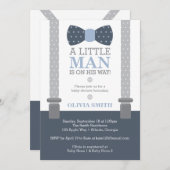 Einladung der kleinen Babydusche, Navy Blue, Grau (Vorne/Hinten)