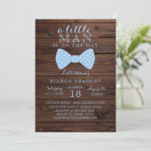 Einladung der kleinen Babydusche | Wood Bow Krawat (Stehend Vorderseite)