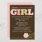 Einladung der kleinen Eule-Girl-Dusche, Muster (Vorne/Hinten)