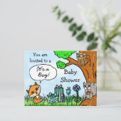 Einladung der kleinen Fox Boy's Baby Shower Postkarte (Stehend Vorderseite)
