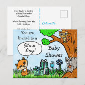 Einladung der kleinen Fox Boy's Baby Shower Postkarte (Vorne/Hinten)