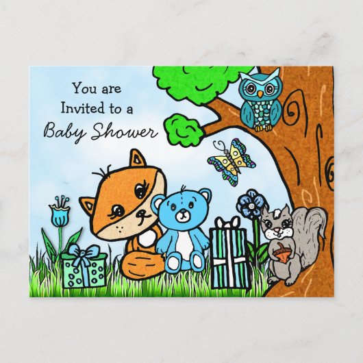 Einladung der kleinen Fox Boy's Baby Shower Postkarte (Vorderseite)