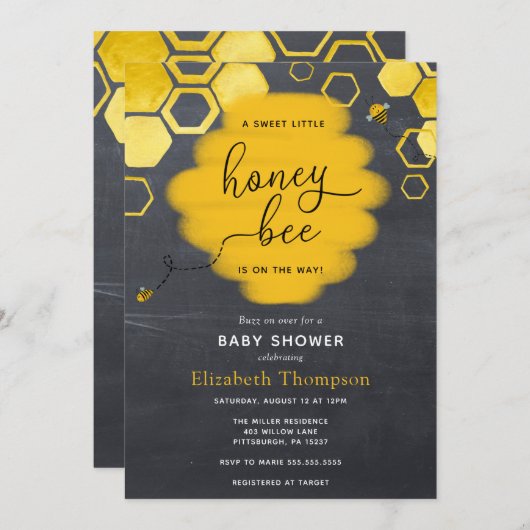 Einladung der kleinen Honey Bee Boy Baby Dusche (Vorne/Hinten)