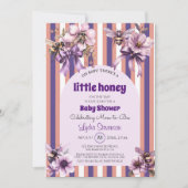 Einladung der kleinen Honey Bee Lila Baby Dusche (Vorderseite)