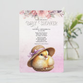 Einladung der kleinen kichen Pink Ribbon Babydusch (Stehend Vorderseite)