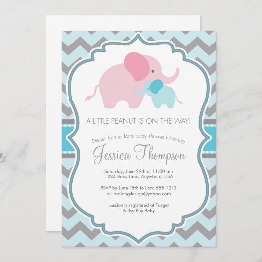 Einladung der kleinen Peanut-Babydusche (Vorne/Hinten)