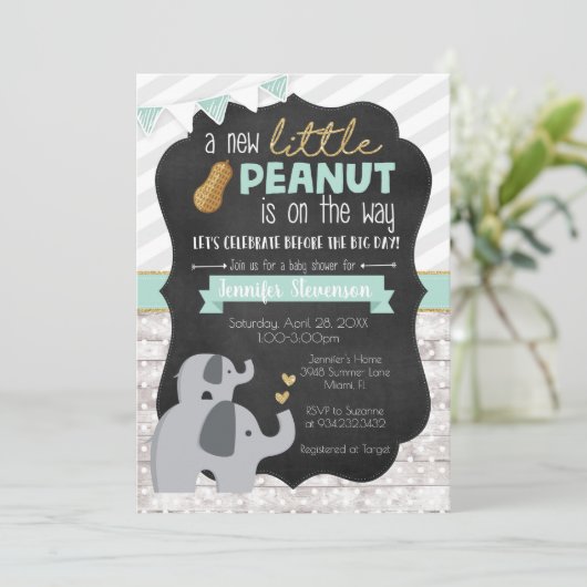 Einladung der kleinen Peanut-Babydusche (Stehend Vorderseite)