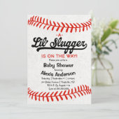 Einladung der kleinen Slugger Baseball Baby Dusche (Stehend Vorderseite)
