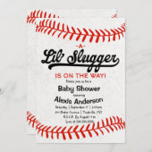Einladung der kleinen Slugger Baseball Baby Dusche (Vorne/Hinten)