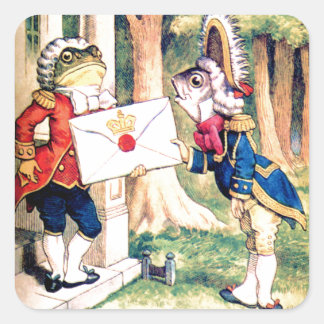 Einladung der Königin des Herzens in Wunderland Quadratischer Aufkleber