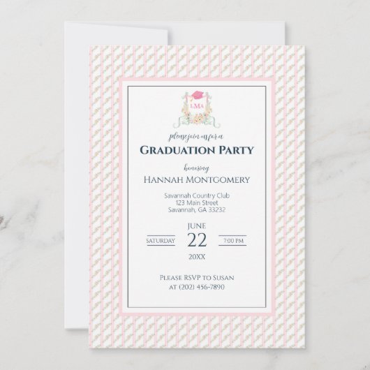 Einladung der Künstlerin Monogram Graduation Party (Vorderseite)