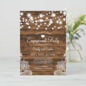 Einladung der Lights Wood and Lace Engagement Part (Stehend Vorderseite)