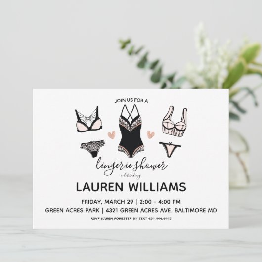 Einladung der Lingerie-Dusche (Stehend Vorderseite)